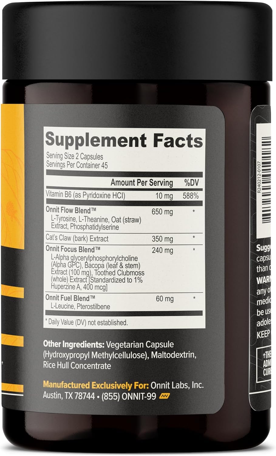 ONNIT Alpha Brain Nootropic Brain Supplement for Focus, Memory, Mental Clarity, Cognitive Support with L-Theanine and Vitamin B6, 90 Count